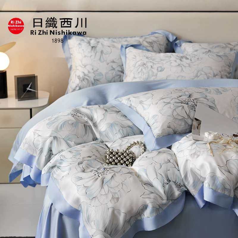 轻奢风奥地利100支兰精天丝四件套夏季数码印花凉感丝滑裸睡床品