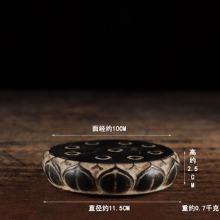 仿古石雕天然青石手工莲花石鼓茶盘复古民俗杯垫中式茶席底座摆件