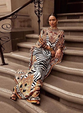 New Middle East positioning print dress large loose robe dr
