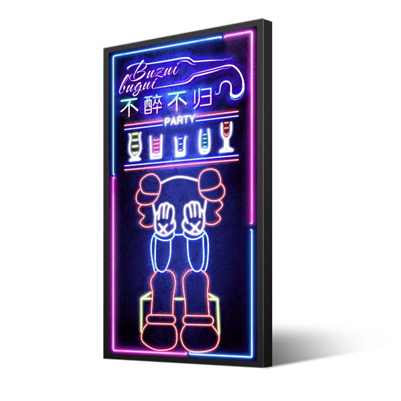 酒吧墙面装饰画kws国潮KTV烧烤店LED发光霓虹灯装饰画挂画壁画灯,家居饰品,氛围画/灯画,淘宝优惠券,粉丝福利购,淘宝优惠卷