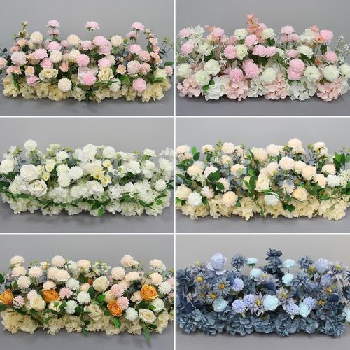 新款婚庆地排花t台装饰低矮花排路引花婚礼舞台背景装饰假花仿真