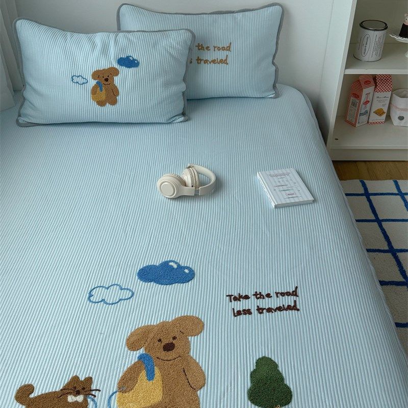 梨梦 出去玩 少女心床裙款冰丝凉席三件可爱夏季空调软席可机洗,床上用品,冰丝席,淘宝优惠券,粉丝福利购,淘宝优惠卷