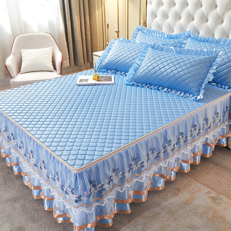 夏季空调冰丝乳胶凉席三件可拆卸床裙款床罩软席子可水洗折叠席,床上用品,乳胶席,淘宝优惠券,粉丝福利购,淘宝优惠卷