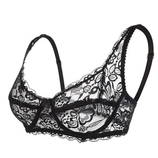 Yenlice Sexy Women Lace Gauze Bra Push Up 3/4 Cup Hook-and-