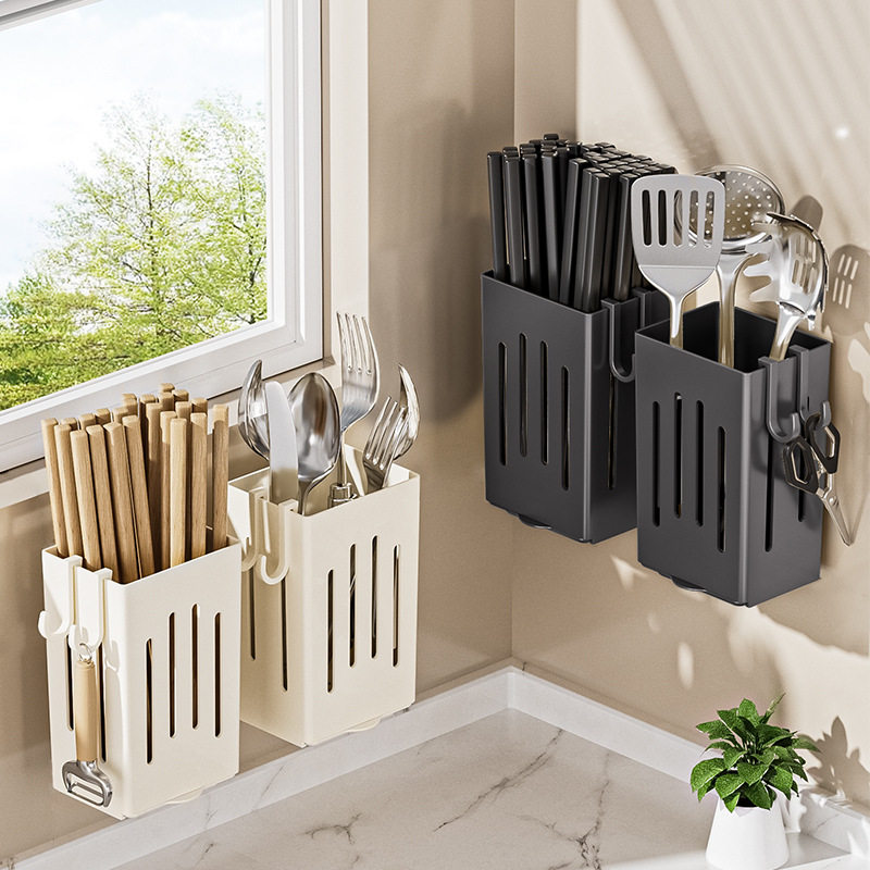 筷子收纳盒厨房筷子筒置物架墙上壁挂式家用沥水勺子桶筷笼餐具篓,厨房/烹饪用具,厨房墙壁置物架/厨房墙壁挂架,淘宝优惠券,粉丝福利购,淘宝优惠卷