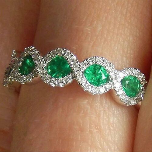 Fashion Women Ring Vintage Red/Green Zircon Stone Ring For W