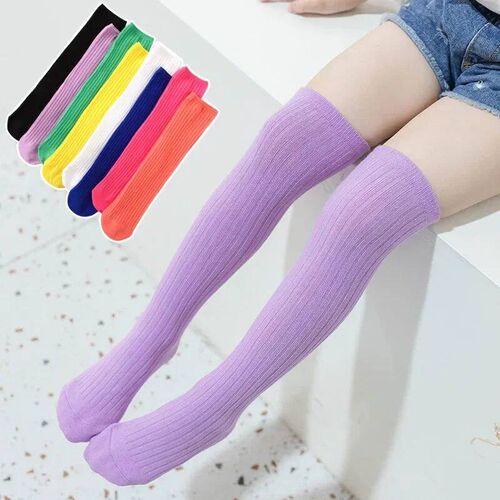 Childrens High Knee Socks Kids Baby Cotton Candy Color Stoc