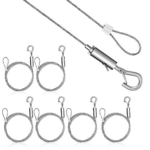 6 Pcs Stainless Steel Wire Rope with Safety Hook Curtain
