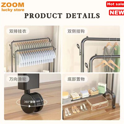 Double Rods Clothes Rack,Clothing Rack Hanging Wardrobe Rack