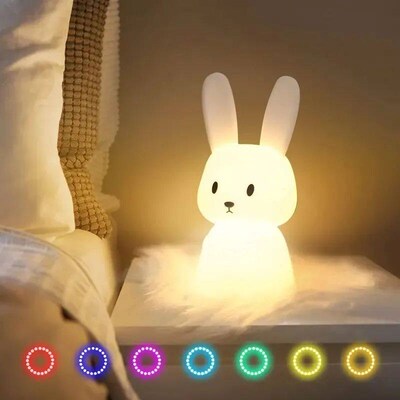 LED Night light Silicone Rabbit Touch Sensor lamp Cute Anima