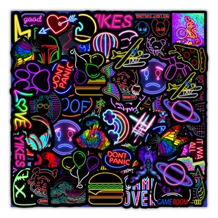 50PCS Cartoon Neon Light Graffiti Stickers Car Guitar Motorc