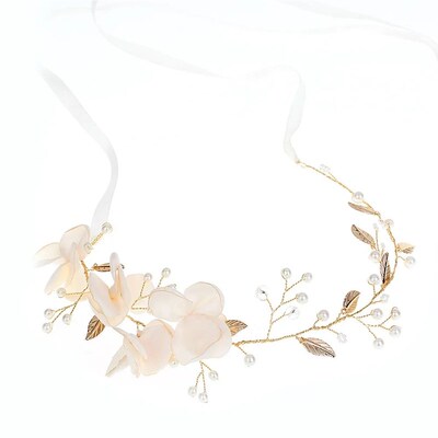 Flower Hairbands Tiaras For WOmen Fashion White Pearl Headba