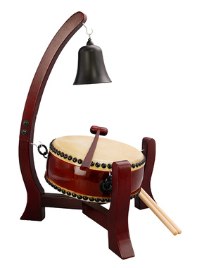 实木三脚架牛皮扁鼓鼓架帝钟架子可折叠