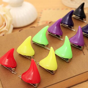 1 Pair Small Demon OX Horn Hair Clips Gothic Party Cosplay C