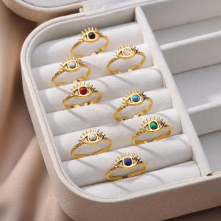 Ring Natural Women Ball Open For Opal Rings Colorful Stone