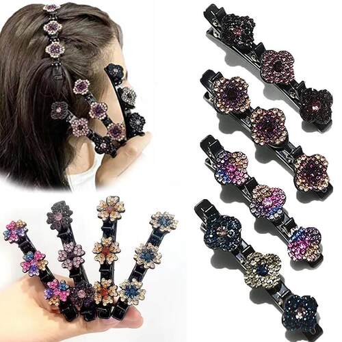 New Fashion Sparkling Crystal Stone Hairpin 3 Flower Hair Cl
