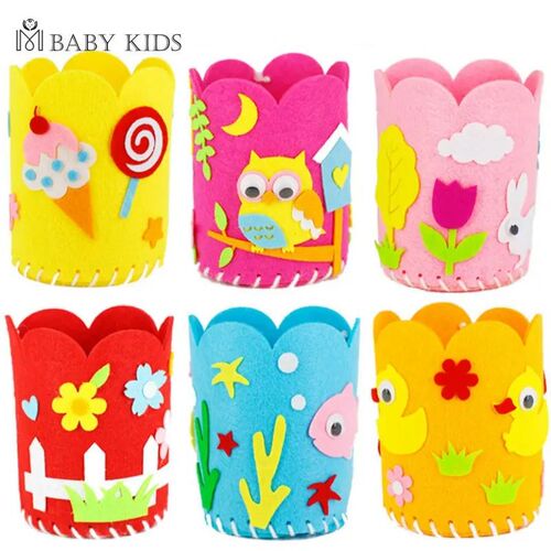 5Pcs/Set Kids DIY Craft Pencil Holder Educational Toys For C