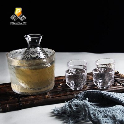 japanese one pot four cups sake wine cup glass wine set跨境