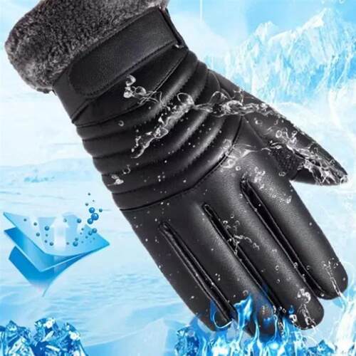 Gloves Winter MENS Fur Mouth Plush Insulation Gloves Outdoo