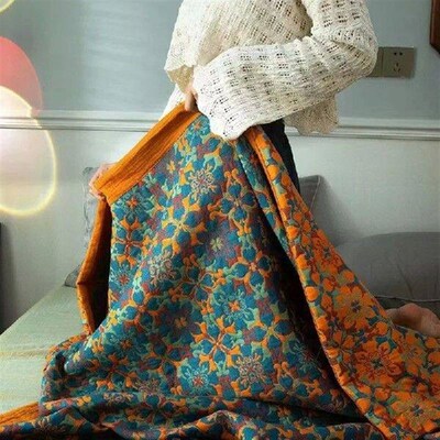 Jacquard cotton three-layer gauze blanket sofa cover large