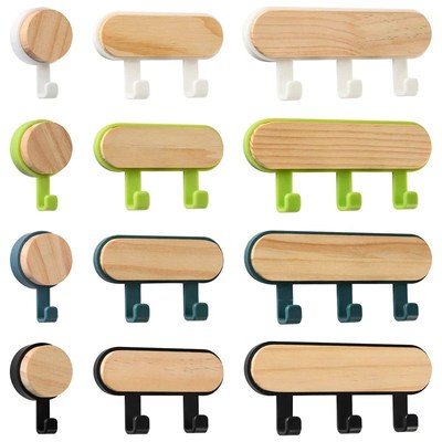 1Pcs Strong Self Adhesive Door Wall Hangers Hooks ABS Wood H