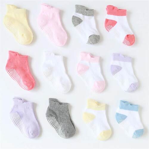 6 Pairs/lot 0 to 5 Years Anti-slip Non Skid Ankle Socks With