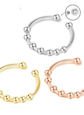 Stainless Steel DIY Beads Spinner Fidget Ring Anillos Fashio