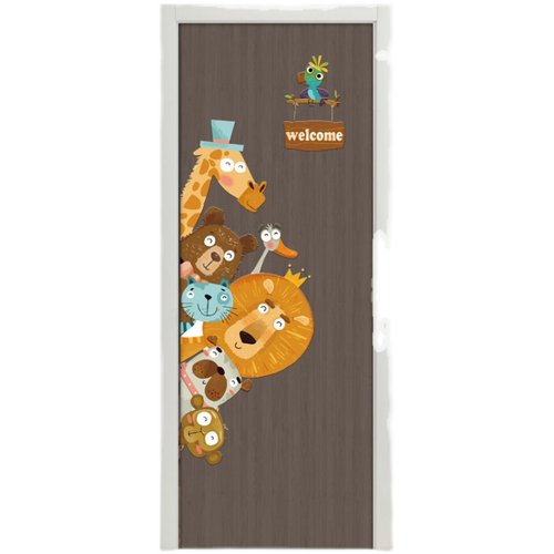 卫生间玻璃门贴纸防水可爱整张木纹衣柜入户改色推拉木门翻新贴画