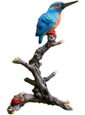 创意小鸟摆件可爱仿真动物翠鸟站树枝花园盆景装饰树脂工艺品摆设