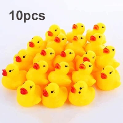 10pcs Squeaky Rubber Ducks Baby Bath Toys Swimming Pool Floa