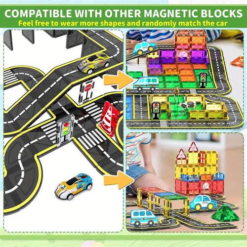 Magnetic Road Magnet Crane Car Toys, Magnetic Block Creativi