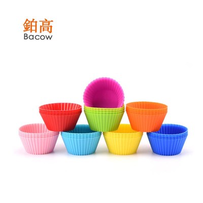 12pcs Silicone Cake Mold Round Muffin Cupcake Baking 蛋糕模