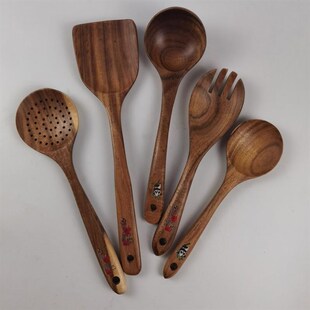 wood slotted Teak Solid spoon soup rice spatula small