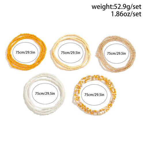 5Pcs/Set Bohemian Coloful Rice Bead Waist Chain for Women Se