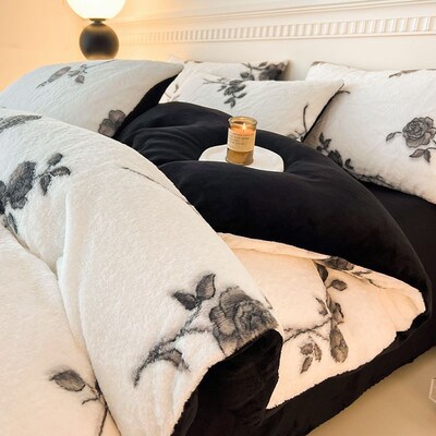 Fluffy Bedsheet Quilt Duvet Cover Set Bed Sheet 4Sets Doule