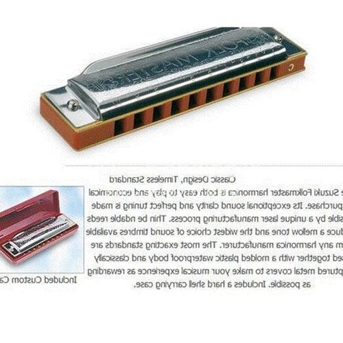 New silver Suzuki 1072 Folk Master Harmonica 10 Ho Blues Key