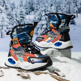 2023 New Leather Waterproof Boys Boots Children Snow Boots f