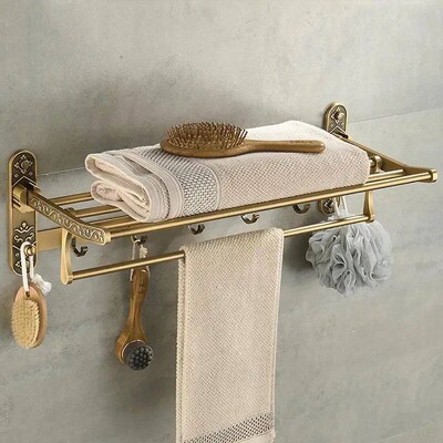 Aluminum Foldable Antique Brass Bath Towel Rack Active Bathr