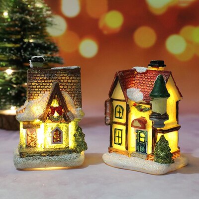 Christmas New Decorative Resin Lamp Small House圣诞节带灯