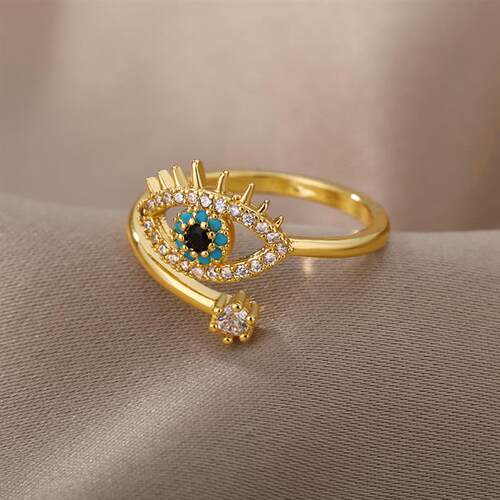Lucky Turkish Evil Eye Rings For Women Opening Adjustable St