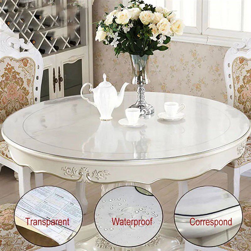 Round Tablecloth Transparent Soft Glass Table Mat PVC Waterp