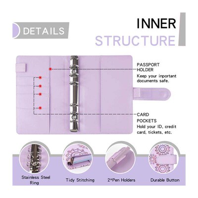 A6 pu embossing budget binder cash organizer money savings