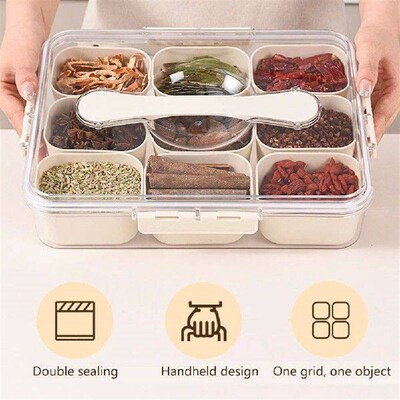 Portable Snack Box with Lid & Handle Snack Divided Serving