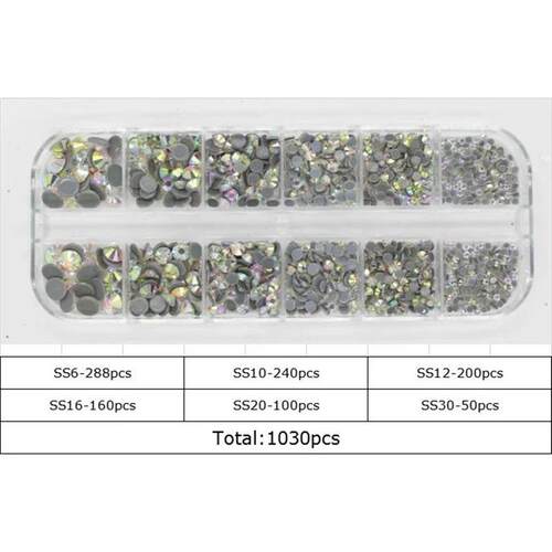 12grids Mix Crystal DMC Hot Fix Rhinestones Set/ EU/US PLUG