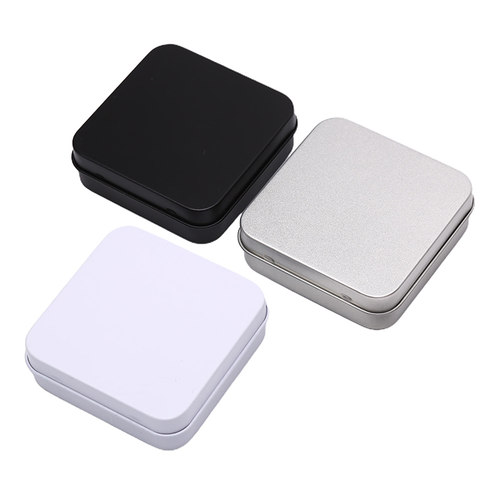 Mini Metal Tins Container Square Hinged Flip Storage Tin Box