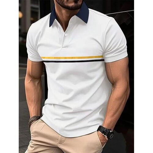 2023 New Mens  Shirt Stripes Short Sleeve T-Shirts Casual B