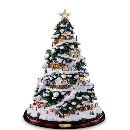 Christmas Tree Rotating Sculpture Train Decoration Window St