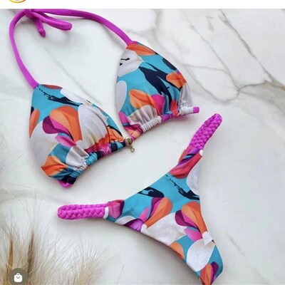 8 Colors) 2023 New Brazilian Womens Bikini Roped Swimsuit S