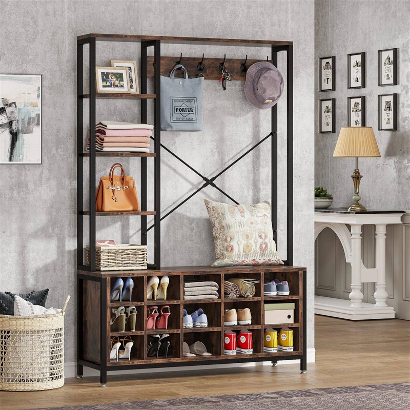 Tribesigns Entryway Bench with Coat Rack Hall ree with Bench