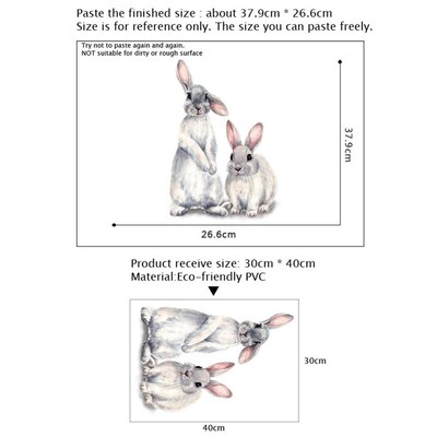 Two Cute Rabbits Wall Sticker Childrens Kids Room Home Deco